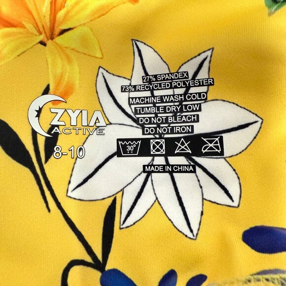 Zyia Active Lock N Tight Yellow Floral Reflective Mesh Leggings Size 8 - 10 - Picture 5 of 8